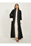 Contrast Jacquard Sleeve Cuff Open A-Line Abaya