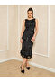 Floral Embroidered Sleeveless Sheath Midi Dress - 3