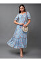 All-Over Printed Ruched Detail A-Line Maxi Dress - 6