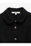 Buttoned Short Sleeve Mini Crepe Polo Neck Dress with Metal Accessories - 6