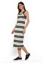 Women's Beige Cotton Ribbed Midi Dress — Modern Design for Versatile Effortless Everyday Style - 2
