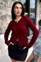 Claret Red Buttoned Long Sleeve Knitwear Cardigan Sh209 - 5