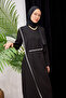 Women's Self-Tie Crepe Dress Black - 5