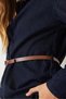 Women's Navy Blue Padded Detailed Belted Shirt Denim Suit with Palazzo Trousers 9299 60281009 - 6