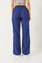 Women's Navy Blue Ribbed Stripe Accessory Lace Detailed Pocketed Linen Palazzo Trousers 80148 60271080 - 7