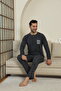 Men's Long Sleeve Combed Cotton Pajama Set - 5