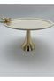 Pedestal Cream Round Metal Tea and Coffee Serving Tray, Cake, Pastry, Cookie, Dowry Presentation Tray