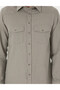 Light Khaki Slim Fit 100% Cotton Long Sleeve Jean Shirt 50305630-Vr183 - 6