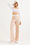 Thick Waist Lasitkli Wide Leg Trousers Mink - 2