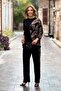 Black Safari Patterned Double Suit - 4