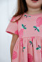 100% Cotton Crew Neck Short Sleeve Patterned Girl's Dress - 5