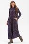 Long Sleeve Sudenaz Flannel Long Autumn and Winter Dress Floral Pattern Navy Blue Lcvt - 4