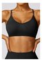 Womens Cross Striped Back Sports Bra - Padded Low Impact Workout Yoga Bra