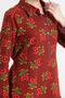 Long Sleeve Flannel Lily Pattern Midi Length Cute Autumn and Winter Dress Burgundy Brd - 3