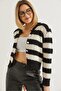 Metal Buttoned Knitwear Cardigan Black White - 4