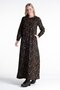 Long Sleeve Flannel Adel Flower Pattern Autumn and Winter Long Dress Black Syh - 5