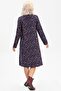 Long Sleeve Sudenaz Flannel Short Autumn and Winter Dress Floral Pattern Navy Blue Lcvt - 3