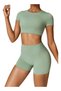 Womens Crop Top Shirt Short Sleeves - Padded Low Impact Workout Yoga Shirt - 6