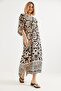 Double Breasted Collar Midi Sleeve Long Dress Mink - 3