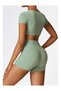 Womens Crop Top Shirt Short Sleeves - Padded Low Impact Workout Yoga Shirt - 2