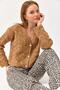 Balloon Sleeve Knitted Patterned Crop Knitwear Cardigan Mink - 5