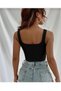 Zero Sleeve Square Neck Ribbed Crop Blouse - 2