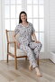 Print Buttoned Short Sleeve Single Jersey Women's Pajama Set - Vg138 - 5