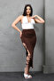 Slit Long Maxi Skirt with Cord Tie-Up at the Legs Extra Lycra - 4