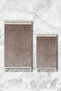 Simirna Pompom Fringed Plush Washable Non-Slip Bath Mat 2-Piece Toilet Set Mink - 3