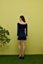 Women's Navy Blue Madonna Collar Mini Dress - 6