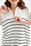 Polo Neck Zippered Striped Long Knit Sweater - 3
