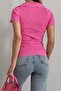 Mink Knitwear Fabric V-Neck Short Sleeve Blouse 0271 - 2