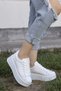 Matte Leather Lace-Up Women's Sports Shoes - 3