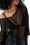 Women's Wide Fit V-Neck Openwork Transparent Knitwear Blouse Black 24S154 - 6