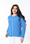 Women's Large Size Blue Seersucker Fabric Zipper Cardigan 65N38868