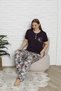 Bamboo Plus Size Short-Sleeved Six Long Plum Color Pajamas Set - 2