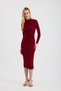 Burgundy Waist Drawstring Detail Dress 3686 - 8