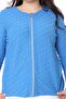 Women's Large Size Blue Seersucker Fabric Zipper Cardigan 65N38868 - 3