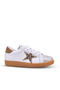 Diamond Girls' and Women's Genuine Leather White Casual Shoes with Sequin Detail