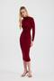Burgundy Waist Drawstring Detail Dress 3686 - 3