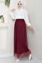 Elastic Waist Tulle Skirt Burgundy Hm2704 - 2