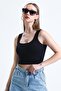 Women's Camisole Fabric Wide Strap Crop Blouse - 5