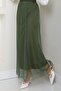 Elastic Waist Tulle Skirt Khaki Hm2704 - 5