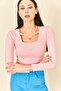 Pink Corded Long Sleeve Square Neck Body