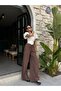 Women's Brown 100% Modal Elastic Waist Front Seam Detailed Wide Cut Trousers 29109 - 2