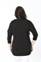 Women's Large Size Black Glitter Detailed Capri Sleeve Blouse 65N38879 - 5
