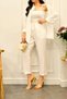 Women's Cream Color Shirt Pants Set 50838 - 5