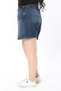 Women's Large Size Navy Blue Ornamental Flota Pocket Side Zipper Denim Shorts Skirt 65N38886 - 5