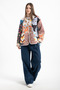 Women's Patchwork Patterned Oversize Jacket - 2