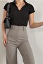 New Season Women's Flexible Knitwear Fabric V-Neck Short Sleeve Basic Blouse 0271 - 4